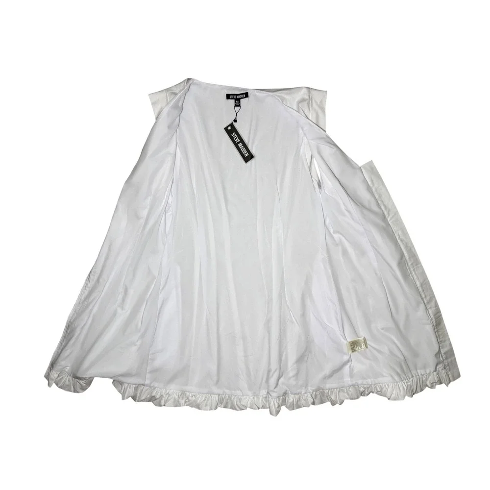 Steve Madden Bubble Hem Zip Gale Dress Women Medium White Sleeveless V-Neck NWT - Picture 3 of 11